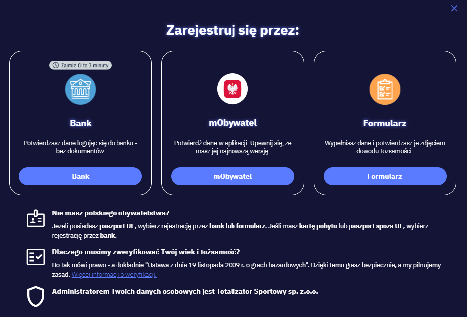 Rejestracja profilu użytkownika